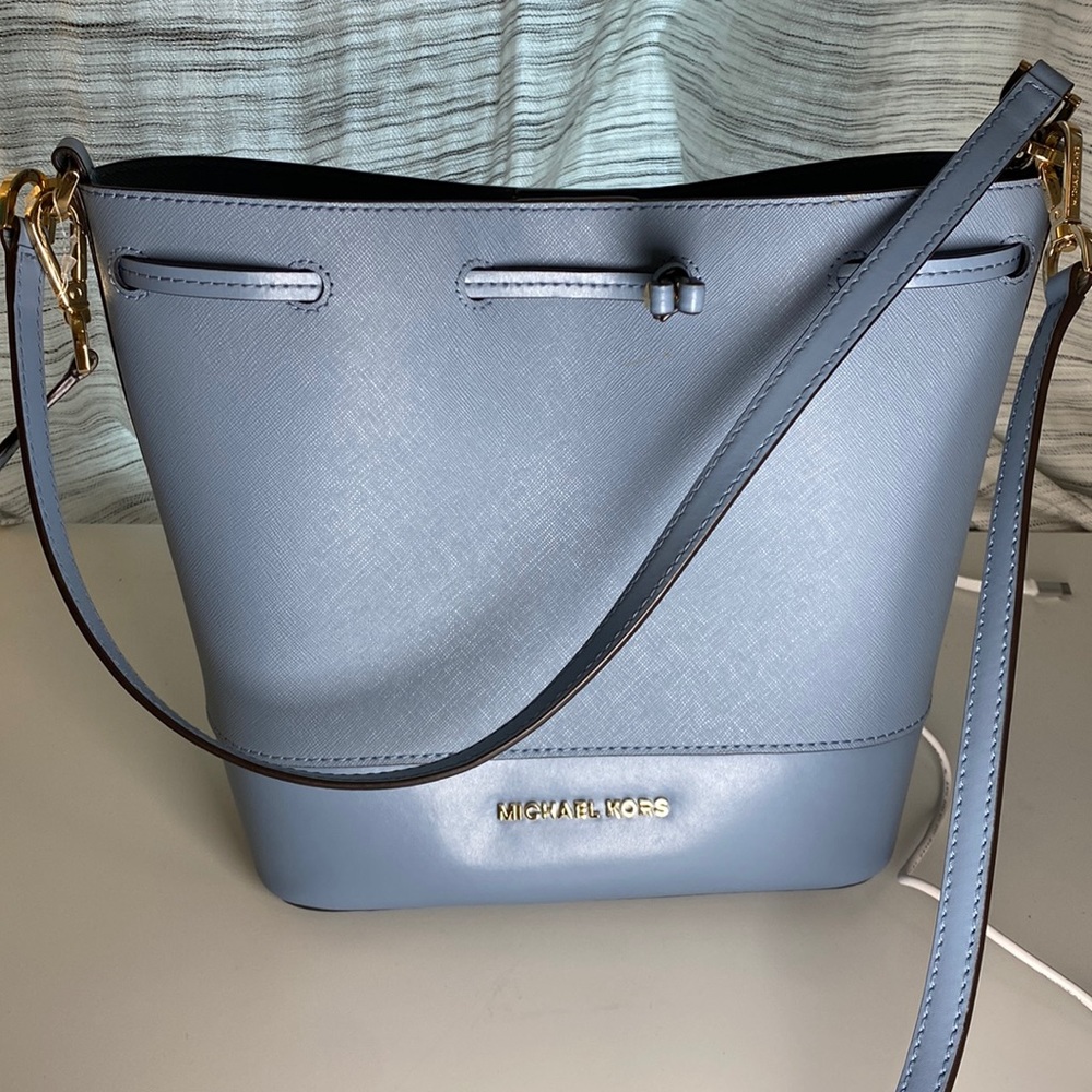 Michael Kors Blue Trista Bucket Bag Purse